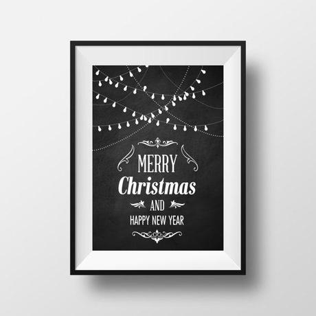 Felicita la Navidad con una pizarra Imprimir decorativo de Navidad, efecto pizarra impresión Navidad