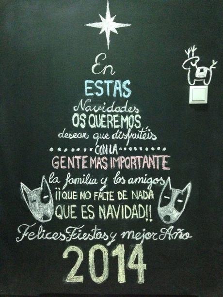 Felicita la Navidad con una pizarra Pizarra arbol de navidad