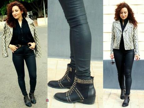 Colorblock y Perfecto de Serpiente-Colorblock and Snake Print Jacket Colorblock y Perfecto de Serpiente-Colorblock and Snake Print Jacket