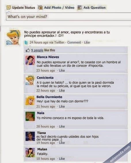 Zona Disney: Estados de Facebook que pondrian las princesas de Disney