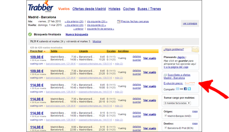 El falso mito de que las aerolíneas bajan los precios de los billetes en el último minuto, por @Trabber Localización del gráfico de evolución de precios.
