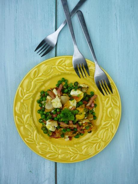 Guisantes con bacon y huevo Guisantes con bacon y huevo