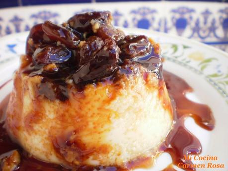 FLAN DE HUEVO CON VINO MOSCATEL Y PASAS DE MALAGA