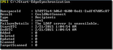 Error al sincronizar el rol de Edge: The LDAP server is unavailable