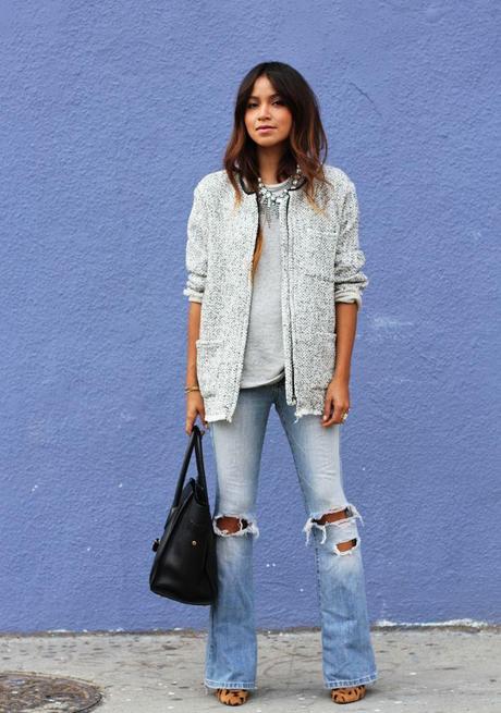 flared and ripped jeans streetstyle