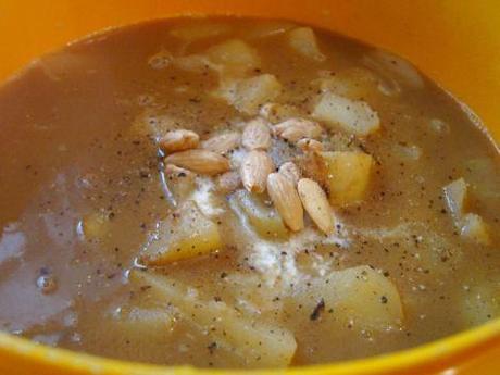 Crema de pera con mostaza dijon y almendras. (#ColorYSabor) crema-de-pera-mostaza-y-almendras-0