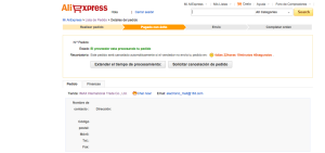 Proveedor procesando el pedido - AliExpress