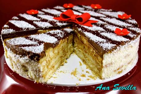 Tarta de coco y galletas