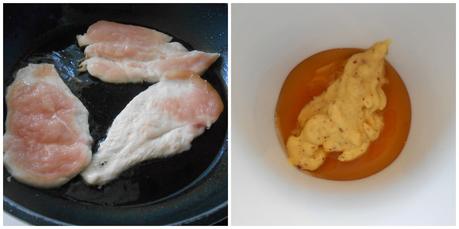 Sandwich de pollo y cebolla caramelizada Sandwich de pollo y cebolla caramelizada