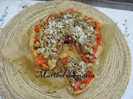 Costrini de pimiento, jamón de pavo, cebolla asada, champiñon y queso. Costrini de pimiento, jamón de pavo, cebolla asada, champiñon y queso.