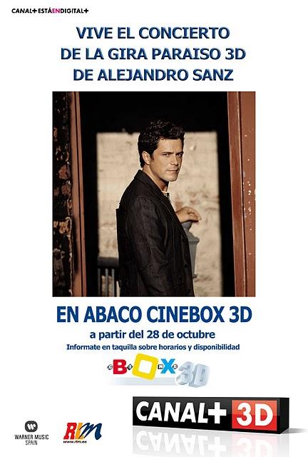 Concurso: Entradas para ver a Alejandro Sanz en 3D en Cinebox Vallsur Valladolid