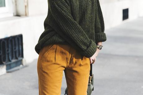 Paris, je t’aime Paris-Green_Sweater-Orange_Trousers-Adidas_Stan_Smith-Ralph_Lauren_Bag-Ricky_Drawsting_Bag-Outfit-Street_Style-PFW-Maxi_Coat-96