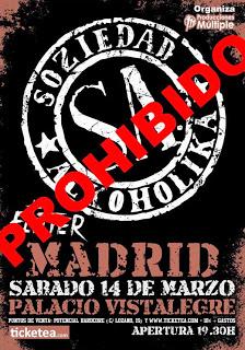 El Ayuntamiento prohíbe el concierto de Soziedad Alkoholika este sábado en Madrid