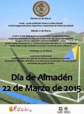 Programa actos conmemoración Dia de Almadén Programa actos conmemoración Dia de Almadén