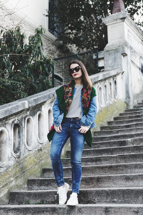 Double_Denim-Vintage_Scarf-ISabel_Marant_Sneakers-Striped_Top-PFW-Paris_Fashion_Week-Street_Style-3