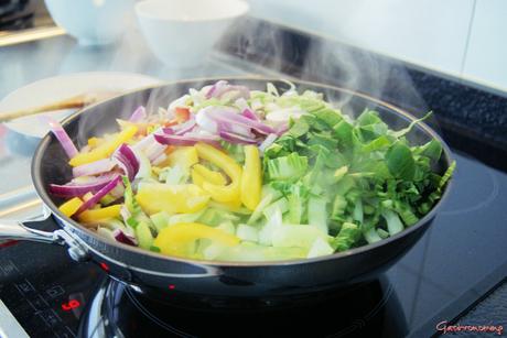 Guiso de pavo con verduras al wok Guiso de pavo con verduras al wok