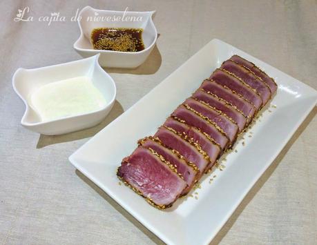 Tataki de atún con ajoblanco - Cocinas del Mundo (Japón) Tataki de atún con ajoblanco - Cocinas del Mundo (Japón)