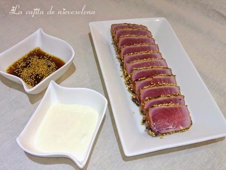 Tataki de atún con ajoblanco - Cocinas del Mundo (Japón)