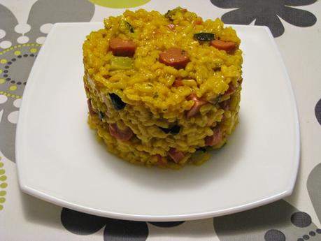 Arroz con salchichas y calabacín Arroz con salchichas y calabacín