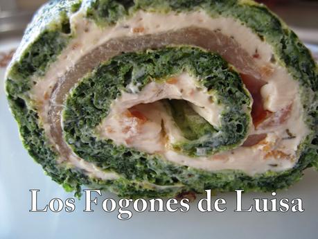 ROLLO DE ESPINACAS Y SALMON ROLLO DE ESPINACAS Y SALMON