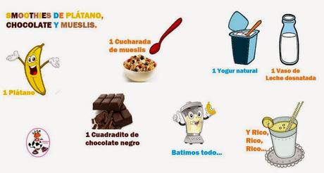 SMOOTHIES DE PLÁTANO, CHOCOLATE Y MUESLIS SMOOTHIES DE PLÁTANO, CHOCOLATE Y MUESLIS
