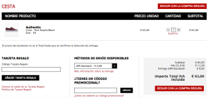 Mi experiencia de compra Online con Vans. Cesta---Vans