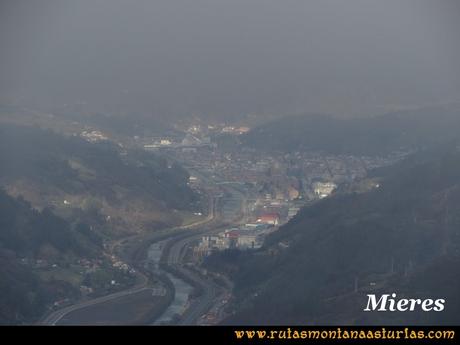 Ruta Carabanzo, Ranero: Vista de mieres desde el pico Ranero