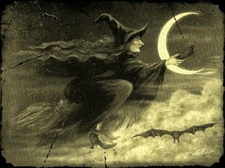 Bruja volando en una escoba bruja volando en una escoba, murciélago, witch flying in a broomstick