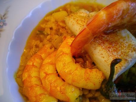 Arroz con bacalao y langostinos Arroz con bacalao y langostinos