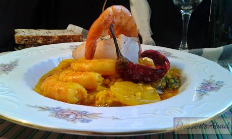 Arroz con bacalao y langostinos Arroz con bacalao y langostinos