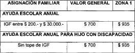 Asignación por ayuda escolar anual. Montos.