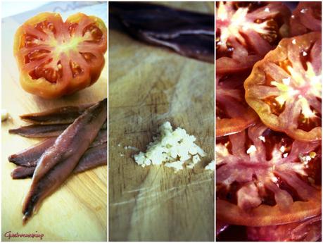 Ensalada de tomate y anchoas del cantábrico Ensalada de tomate y anchoas del cantábrico