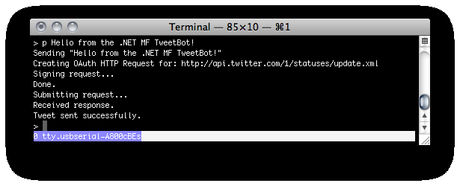 Posting a Tweet Envío de tweets con Netduino+