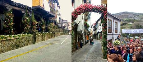 Calles de Cabezuela del Valle engalanadas reciben a su patrona. Imágenes cortesía de Valle del Jerte Radio.