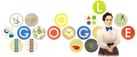doodle de Google del día 23 de marzo de 2015, rindiendo homenaje al 133º aniversario del nacimiento de Emmy Noether.