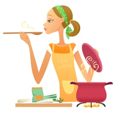 El día a día entre comidas mujer-coocinando