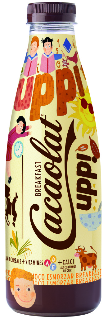 Cacaolat upp! el desayuno preferido de los niños. cacaolat upp