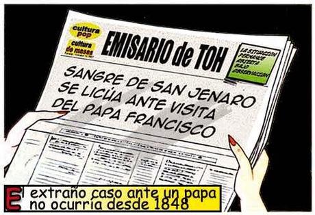 Front page cómic - Papa Francisco y sangre de San Genaro