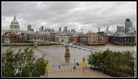 Vistas del Millenium Bridge y Catedral de St Paul (terraza de Tate modern) Londres