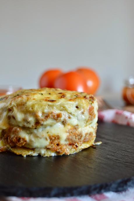 Lasaña de patata y carne con bechamel de curry Lasaña de patata y carne con bechamel de curry