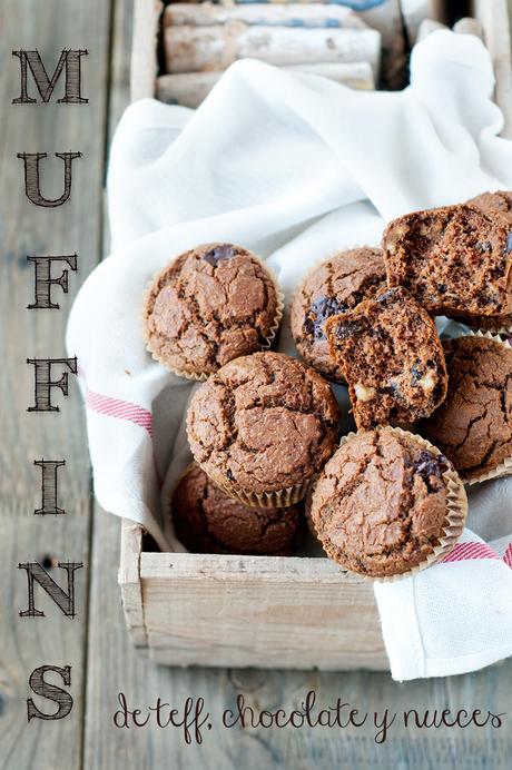 Receta: Muffins de Teff, Chocolate y Nueces (sin gluten, sin lácteos, sin azúcar refinado)