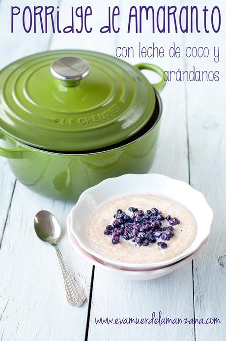 Mini Receta: Porridge o Gachas de Amaranto con Leche de Coco y Arándanos