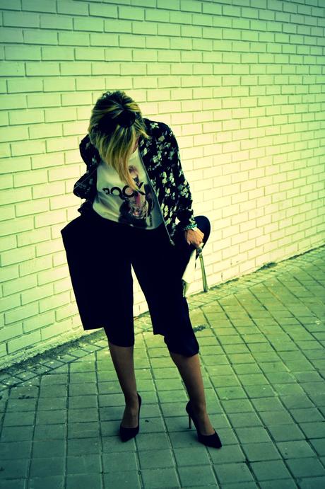 Pantalones Culottes Tendencia bomber message t-shirt fedora stilettos Pantalones Culottes Tendencia bomber message t-shirt fedora stilettos