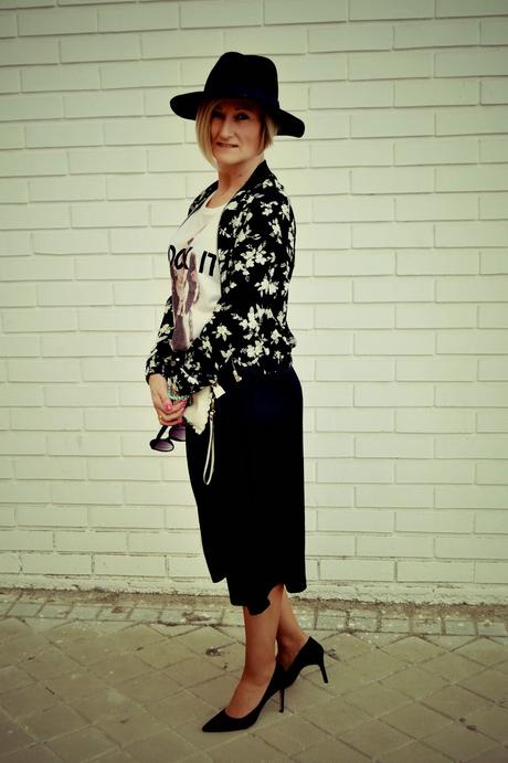 Pantalones Culottes Tendencia bomber message t-shirt fedora stilettos Pantalones Culottes Tendencia bomber message t-shirt fedora stilettos