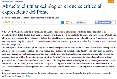 Condenan al administrador de este blog a pagar 210 euros a Don Plácido, pero no irá a prisión al menos de momento