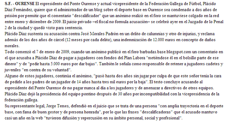 Condenan al administrador de este blog a pagar 210 euros a Don Plácido, pero no irá a prisión al menos de momento