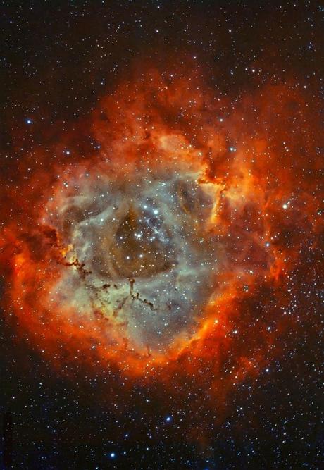 La nebulosa Roseta en hidrógeno y oxígeno