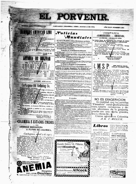 FUENTES PRENSA CARTAGENA 1912 (PERIODICO EL PORVENIR)