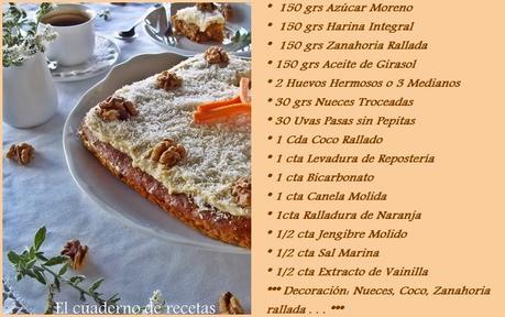 PASTEL DE ZANAHORIA INGREDIENTES Pastel de Zanahoria