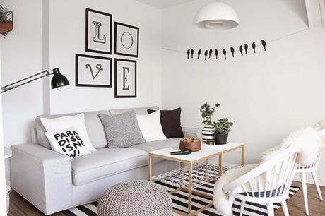 Un salón con encanto y un DIY para paredes en BLANCO Y NEGRO Un salón con encanto y un DIY para paredes en BLANCO Y NEGRO